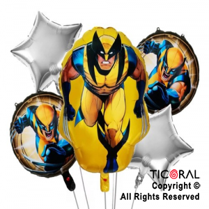 SET DE GLOBOS METALIZADO WOLVERINE 5 UNIDADES X 1